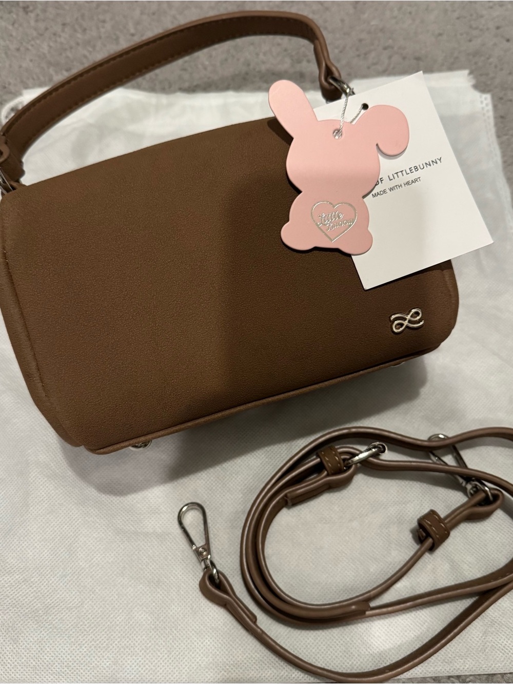 House of Little Bunny Brown Crossbody Shoulder Bag – Minimal Leather-Style